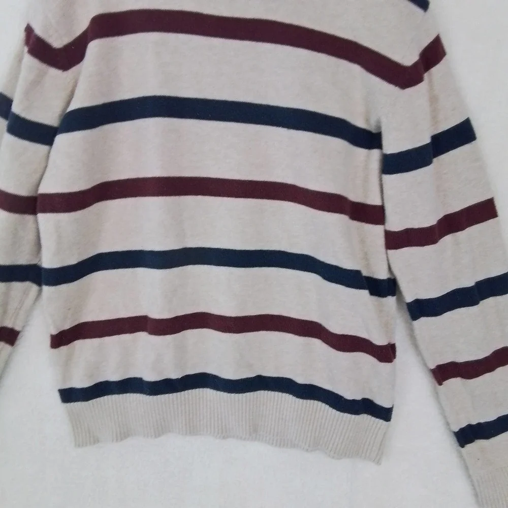 Children's Place Cotton Crew Neck Knit Sweater Size Large in‎ Tan w/ Stripes